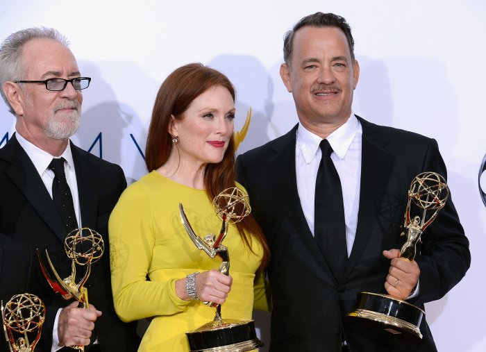 Tom Hanks, Julianne Moore, Gary Goetzman zdroj: imdb.com 
promo k filmu