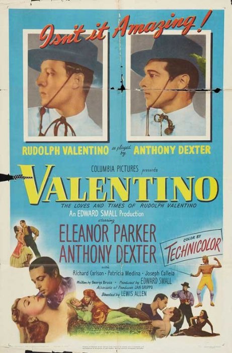 Richard Carlson, Anthony Dexter (Rudolph Valentino), Eleanor Parker zdroj: imdb.com