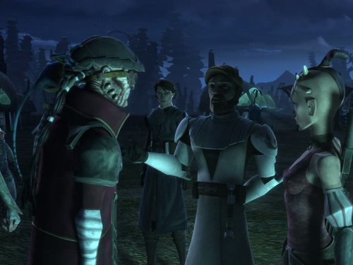 Jim Cummings (Hondo Ohnaka), James Arnold Taylor (Obi-Wan Kenobi), Matt Lanter (Anakin Skywalker) zdroj: imdb.com