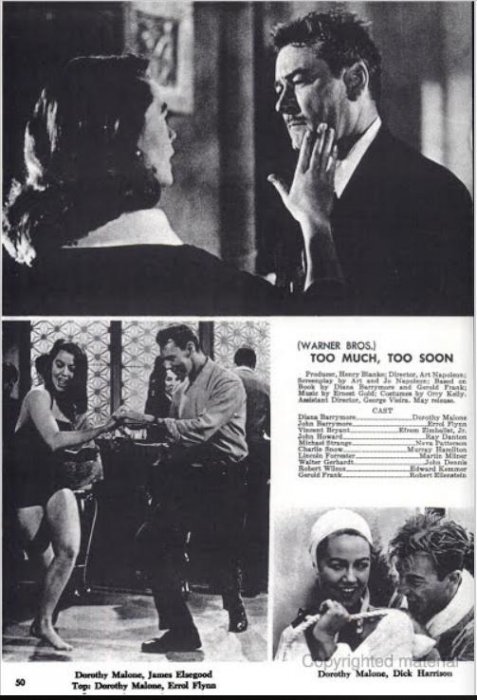 Errol Flynn, Richard Harrison, James Elsegood, Dorothy Malone zdroj: imdb.com