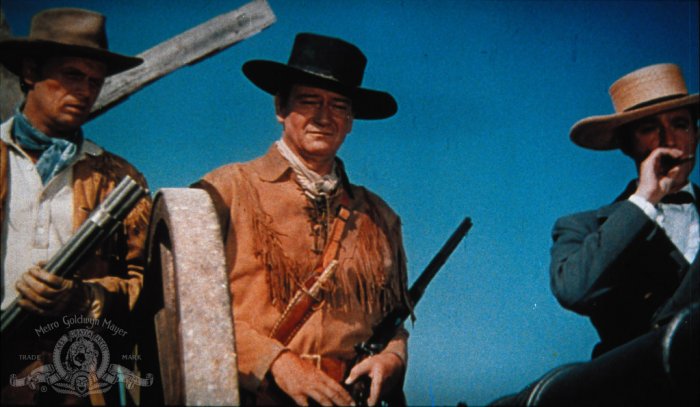 John Wayne (Col. Davy Crockett), Richard Widmark (Col. Jim Bowie), Laurence Harvey (Colonel William Barret Travis) zdroj: imdb.com