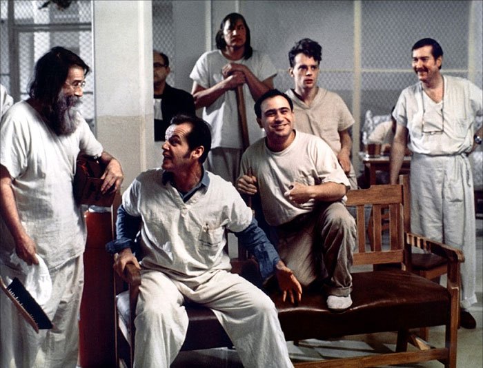 Delos V. Smith Jr. (Scanlon), Jack Nicholson (R.P. McMurphy), Will Sampson (Chief Bromden), Danny DeVito (Martini), Brad Dourif (Billy Bibbit), William Redfield (Harding)
