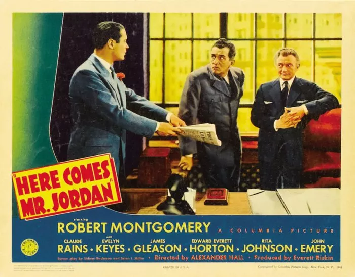 Claude Rains (Mr. Jordan), Edward Everett Horton (Messenger 7013), Robert Montgomery (Joe Pendleton) zdroj: imdb.com