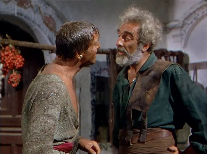 Burt Lancaster (Capt. Vallo (The Crimson Pirate)), Noel Purcell (Pablo Murphy) zdroj: imdb.com