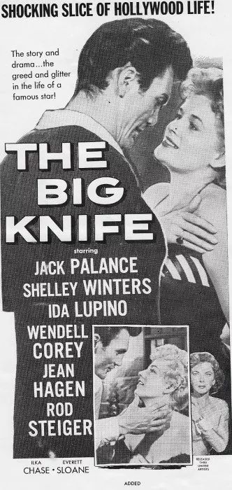 Jack Palance (Charles Castle), Shelley Winters (Dixie Evans), Jean Hagen (Connie Bliss), Ida Lupino (Marion Castle) zdroj: imdb.com