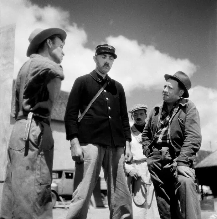Jacques Tati (François le facteur), Guy Decomble (Roger), Paul Frankeur (Marcel) zdroj: imdb.com