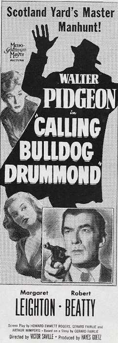Peggy Evans (Molly), Margaret Leighton (Sgt. Helen Smith), Walter Pidgeon (Maj. Hugh ’Bulldog’ Drummond) zdroj: imdb.com