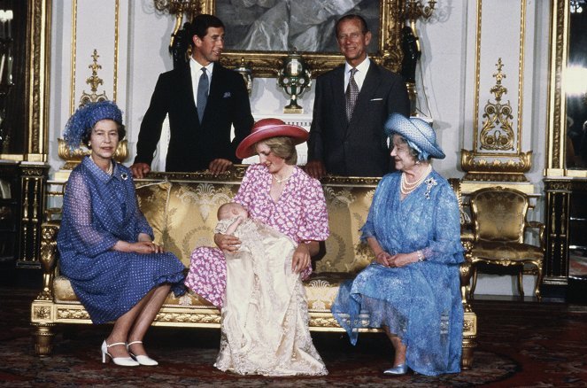 kráľovna Alžbeta II., princezna Diana, princ Philip, Karel III., vévoda z Edinburghu