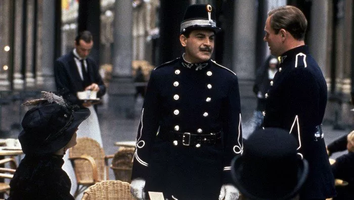 Anna Chancellor, David Suchet (Hercule Poirot), Jonathan Hackett