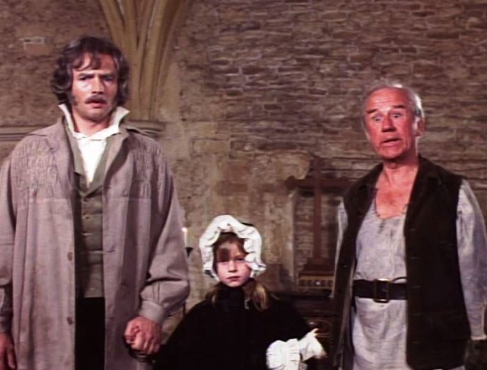 Cyril Cusack (Fauchelevent), Richard Jordan (Jean Valjean), Joanna Price (Cosette (child)) zdroj: imdb.com