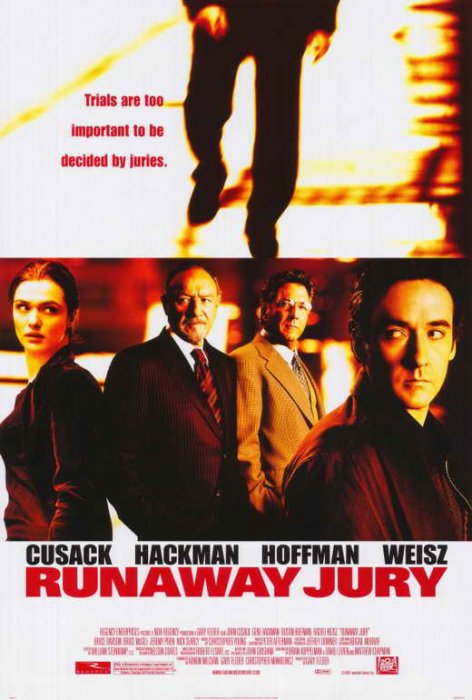 John Cusack (Nicholas Easter), Gene Hackman (Rankin Fitch), Dustin Hoffman (Wendell Rohr), Rachel Weisz (Marlee) zdroj: imdb.com