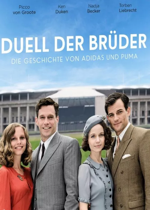 Torben Liebrecht (Rudi Dassler), Ken Duken (Adi Dassler), Nadja Becker (Friedl Strasser-Dassler), Picco von Groote (Käthe Martz-Dassler) zdroj: imdb.com