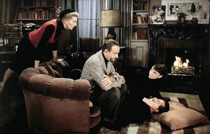 Fred Astaire (Dick Avery), Audrey Hepburn (Jo Stockton), Kay Thompson (Maggie Prescott) zdroj: imdb.com