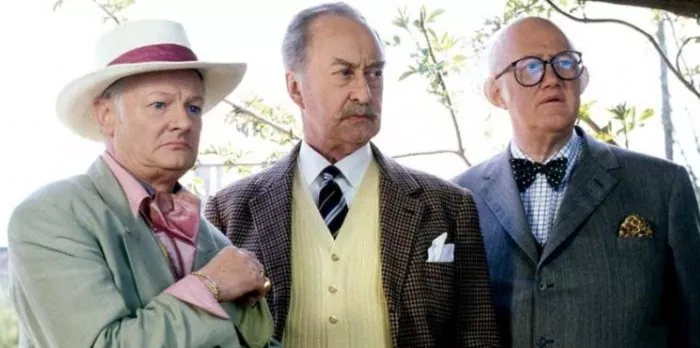 John Inman (Mr. Humphries), Nicholas Smith (Mr. Rumbold), Frank Thornton (Captain Peacock) zdroj: imdb.com