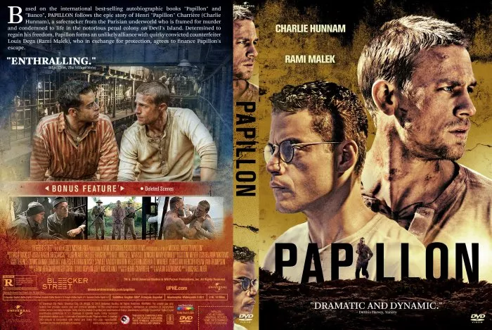 Charlie Hunnam (Henri Charrière (’Papillon’)), Rami Malek (Louis Dega), Roland Møller (Celier) zdroj: imdb.com